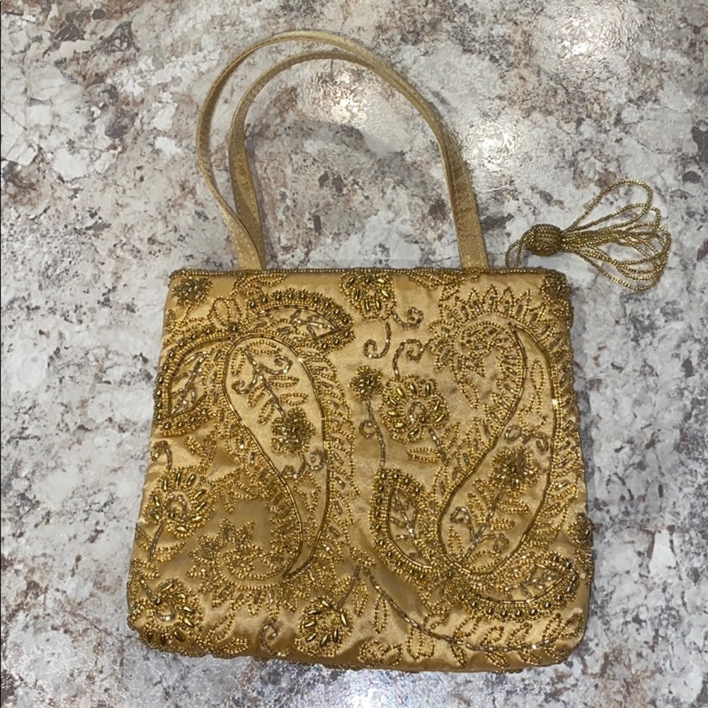 Magid Vintage Gold Beaded Handbag.